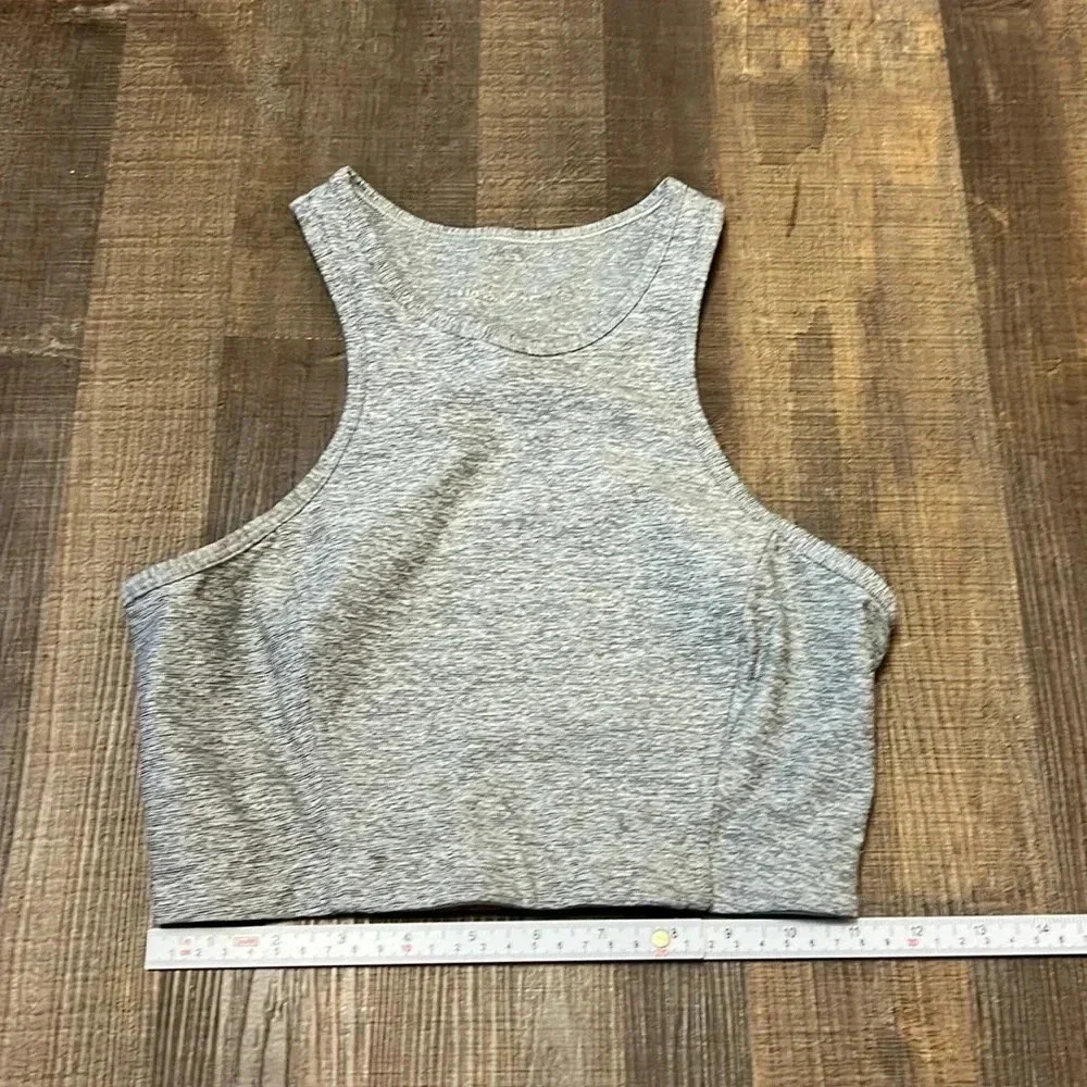 Outdoor Voices Womens Athena crop top‎ gray Racerback Yoga polyester spandex Y2K